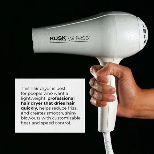 Vista 9 de RUSK Engineering W8less - Secador profesional de 2000 W, 7 ajustes de velocidad, peso ligero.