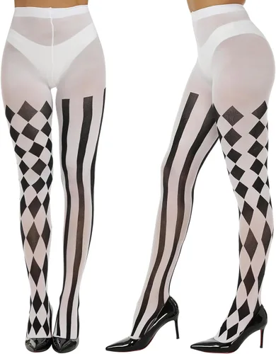 Vista 4 de Yilanmy Medias de Halloween para mujer, pantimedias sketelon, payasos, medias de murciélago aterrador