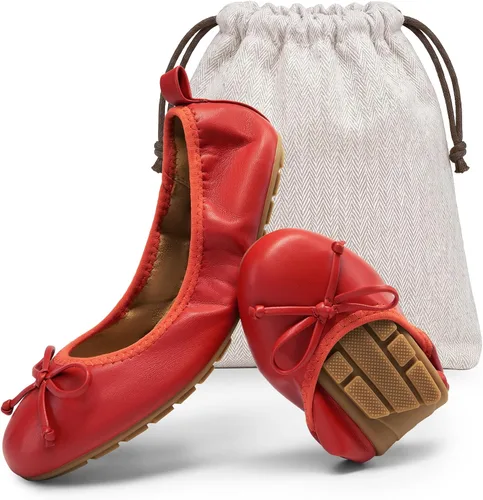 Vista 12 de DREAM PAIRS Bailarinas plegables con lazo para mujer Blanco