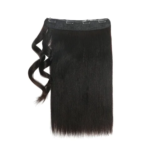 Vista 4 de Extensiones de cabello humano 100% real, de 18 pulgadas, color marrón, largo, lacio, alambre invisible con alambre transparente, 4 clips