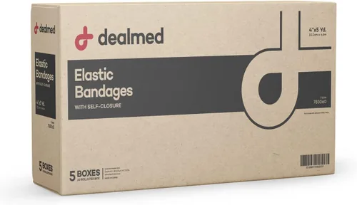 Vista 10 de Dealmed Vendaje elástico de 4 pulgadas con cierre automático – 2 vendajes elásticos, vendaje de compresión estirado de 5 yardas, producto de cuidado