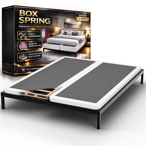 Vista 8 de Nutan, Somier de madera resistente de 2 pulgadas para soporte de colchón, duradero y totalmente montado, base de madera natural para cama Blanco