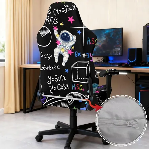 Vista 5 de Fundas para sillas de juegos de astronautas con cremallera, fórmulas matemáticas, funda para silla de oficina con fundas para reposabrazos, funda