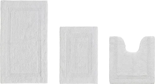 Vista 312 de Better Trends - Juego de 2 alfombras de baño 100% algodón, extra suaves, con borlas, de 17" x 24", alfombra de baño superabsorbente y reversible