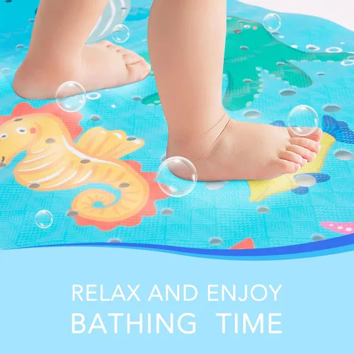 Vista 7 de PRATIQUE Alfombra de baño para niños antideslizante de 40 x 16 pulgadas, extra larga, tapete de baño para niños, tapete de seguridad antideslizante