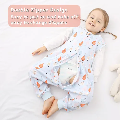 Vista 4 de WONDAY Toddler Sleep Sack with Feet, 0.5 TOG Wearable Blanket Pera