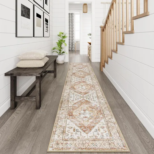 Vista 24 de Beeiva Alfombra bohemia lavable de 2 x 3 pulgadas, tapete ultra fino para puerta de entrada interior, tapete antideslizante para puerta delantera