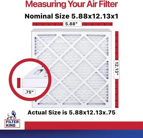 Vista 2 de Filter King Filtro de aire de 5.88 x 12.13 x 1 Paquete de 12 MERV 11 HVAC Filtros plisados para horno A/C Fabricado en Estados Unidos