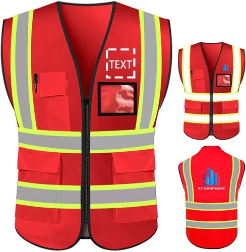 Vista 8 de Personalizar su texto/logotipo/imagen chaleco de seguridad de alta visibilidad ropa de trabajo de protección con tiras reflectantes