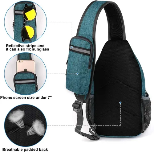 Vista 155 de Waterfly - Mochila cruzada tipo bandolera para viajes y caminatas, bolsa de pecho, Gris, talla única