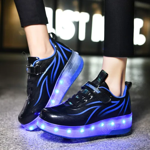 Vista 3 de Ufatansy Zapatos de patinaje con luz LED con ruedas, zapatos de rodillo USB Rechargealbe zapatos regalos para niños