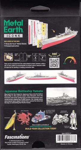 Vista 7 de Fascinations Metal Earth Premium Series Yamato Battleship 3D Kit de modelo de metal