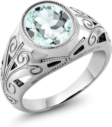 Vista 24 de Gem Stone King Anillo de piedra natal ovalada para hombre 925 plata esterlina Oval 12X10MM Disponible en tallas 7, 8, 9, 10, 11, 12, 13 Púrpura
