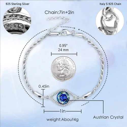 Vista 2 de Pulseras contra el mal de ojo, pulsera de bruja, joyería de piedra lunar, pulsera de plata de ley 925, cristales, pentagrama, pentáculo, nudo celta