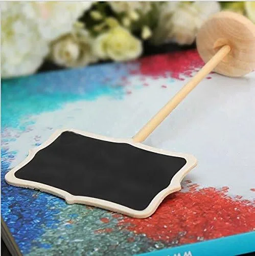 Vista 5 de 12 piezas Mini pizarra rectangular vintage para colocar tarjetas para mesa de postre WordPad mensajes, clip para boda