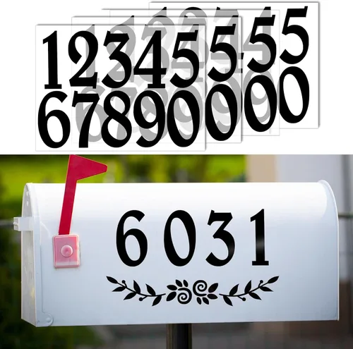 Vista 11 de Números reflectantes para buzones de correo para exteriores, 60 calcomanías impermeables para números de buzón, grandes de 3 pulgadas, 2 pulgadas