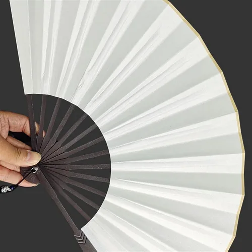 Vista 3 de Ventilador de mano de aleación de aluminio, ventilador plegable de Kung Fu de defensa propia para colección, baile, kung fu, regalo, fitness, Negro