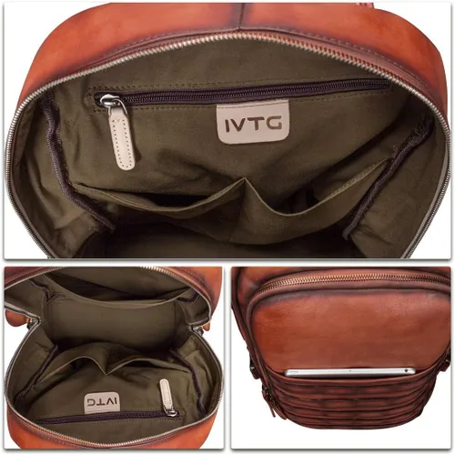 Vista 7 de IVTG Mochila grande de cuero genuino para hombre, mochila vintage para portátil, mochila de alta capacidad para bolsa de viaje