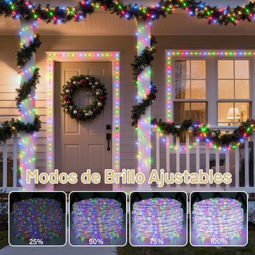 Vista 2 de OMIKA Luces de cuerda conectables de 66 pies con 800 LED para exteriores, luces de cuerda LED multicolor con enchufe y control remoto con Varios