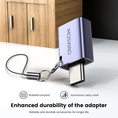 Vista 6 de MOSWAG Paquete de 2 adaptadores USB C a USB hembra, adaptador USB 3.0 a Thunderbolt 3 OTG compatible con iPhone 16 15 Max, MacBook Pro Air, Mac