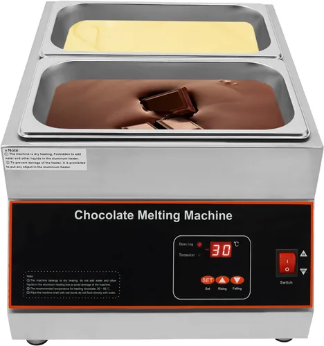 Vista 3 de 2 Pot Commercial Chocolate Melting Pot, 12 KG/26.4 LBS Chocolate Melting Pot with 32-203°F Temperature Adjustable Electric Chocolate Melter with Lid