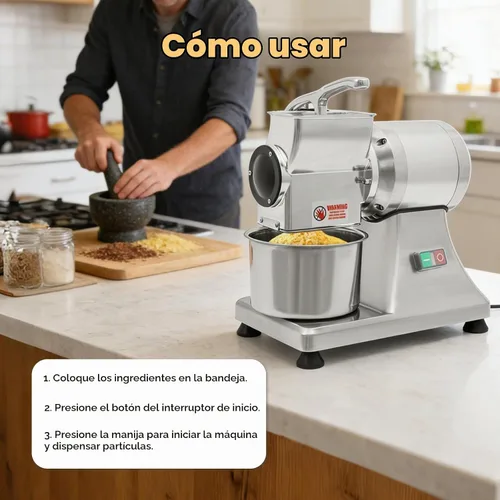 Vista 6 de Bepritm - Molinillo eléctrico de queso, molinillo de queso comercial de 550 W con cubo, molinillo de alimentos de acero inoxidable resistente