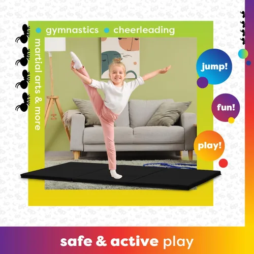 Vista 4 de Antsy Pants Colchoneta de gimnasia para niños, fácil de limpiar, resistente, plegable, acolchada, ligera, portátil, equipo de gimnasia para juego