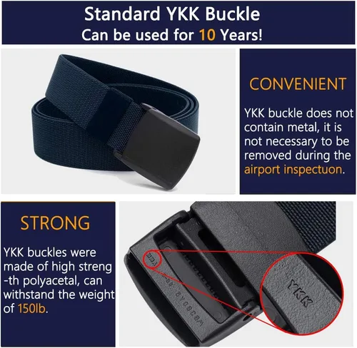 Vista 16 de LionVII Cinturones elásticos para hombre con hebilla de plástico sin metal para deportes de trabajo, fácil de recortar para adaptarse a cintura
