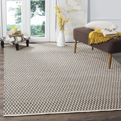 Vista 21 de SAFAVIEH Colección Montauk - Alfombra decorativa de 2 pies 3 pulgadas x 4 pies, color marfil y negro, hecha a mano de algodón estilo bohemio rural