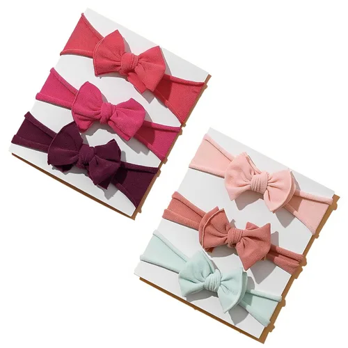 Vista 13 de 6 diademas de nailon para bebé, lazos elásticos para el pelo Tianhoudeger Double Layer Baby Bow Super Soft Elastic Hairbands Hair Accessories Gift
