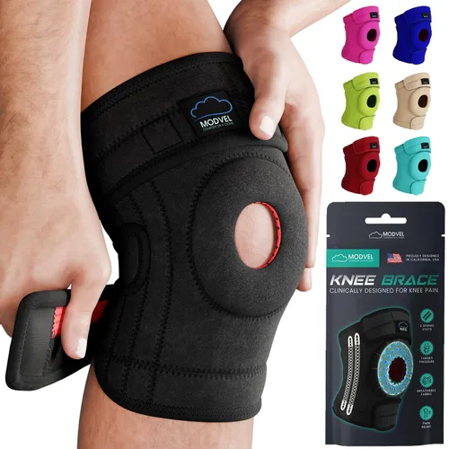 Vista 20 de Modvel ELITE - Rodillera para hombres y mujeres, almohadillas de gel para rótula y estabilizadores laterales para ACL, recuperación de desgarro