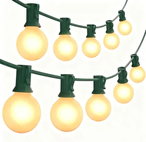 Vista 9 de SUNSGNE Guirnalda de luces de patio G40 impermeable de 100 pies para exteriores con 105 bombillas Edison transparentes, luces de globo para 24.9 ft