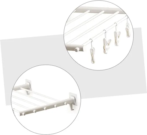 Vista 9 de Cabilock Estante de secado de ropa plegable extensible para uso en interiores y exteriores, diseño de ahorro de espacio con función telescópica