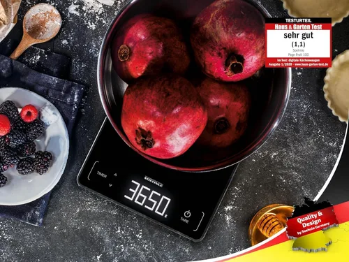 Vista 2 de Soehnle Page Profi 100, báscula digital de alimentos para cocinar y preparar comidas, báscula de cocina con pantalla LCD, báscula de alimentos