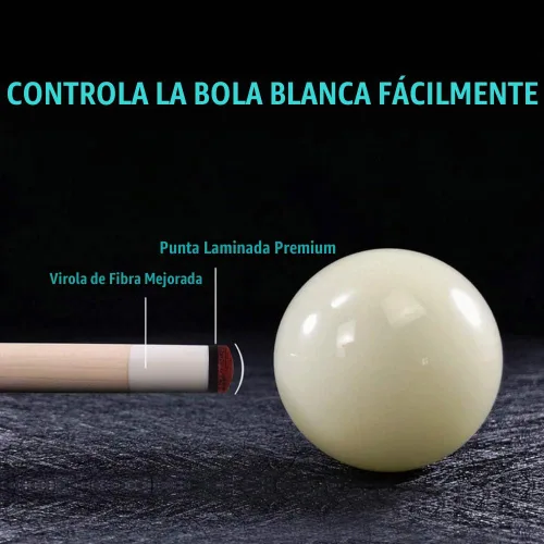 Vista 3 de PLN Kit de taco de billar - palo de billar de arce canadiense de 58 pulgadas y estuche rígido Azul