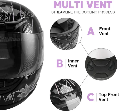 Vista 2 de SLMOTO - Casco de motocicleta de rostro completo para adultos, mariposa rosa y negra, con tapa abatible, para bicicleta de tierra y cuatrimoto