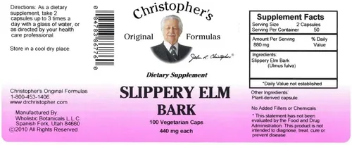 Vista 2 de Dr Christopher's Formula Corteza de olmo resbaladizo, 100