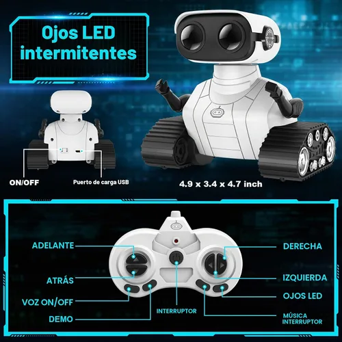 Vista 7 de Hamourd Juguetes robot para niños y niñas de 3 años, robots de control remoto recargables, robot emo con demostración automática, cabeza y brazos