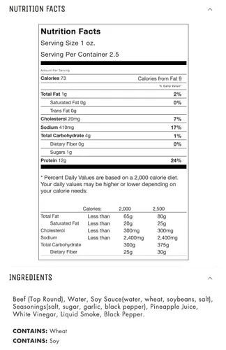 Vista 2 de Jerky Cecina de res original totalmente natural, sin conservantes añadidos, sin MSG ni nitratos, sabor clásico a cecina, 100% carne de res magra