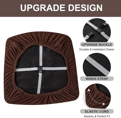 Vista 4 de Genina Fundas impermeables de asiento para silla de comedor, fundas elásticas para sillas de comedor, fundas protectoras para silla de comedor