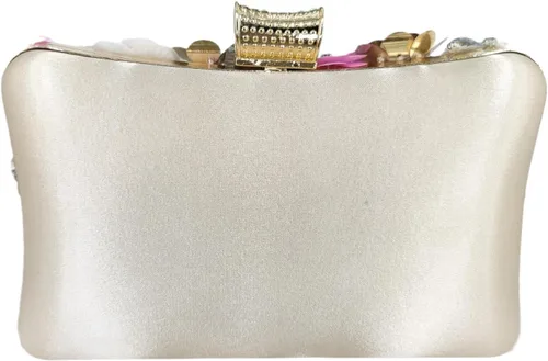 Vista 3 de Boutique De FGG Elegante bolso de mano de flores para mujer, formal, boda, fiesta, bolso de mano de flores para noche
