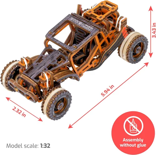 Vista 4 de WOODEN.CITY Buggy LE 3D Wooden Puzzles for Adults – Build Your Own Buggy with Rubber‑Band Motor – Self‑Assembly Model, DIY Gift for Adults and Teens