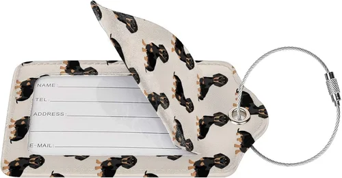 Vista 3 de Cute Wiener Dog Doxie Dachshund - Etiqueta de equipaje para mujeres, hombres y niñas, de viaje de piel sintética, etiqueta de identificación