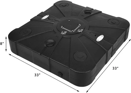 Vista 5 de Tangkula Base de sombrilla de patio con ruedas, peso relleno de arena húmeda de 260 libras, placa base cuadrada resistente para sombrilla con barra