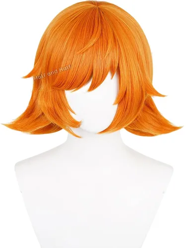 Vista 21 de Peluca corta y recta de anime para cosplay de anime de 14 pulgadas, peluca