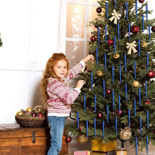Vista 7 de 30 piezas de carámbanos de plástico trenzados para árbol de Navidad; adornos colgantes para árbol de Navidad, fiesta de Navidad, boda, fiesta