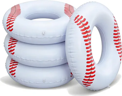 Vista 8 de 4 flotadores inflables para piscina, anillos de natación de 35 pulgadas, tubo interior grande, anillos de natación, tumbona de piscina, flotador