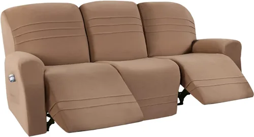 Vista 12 de Juego de fundas elásticas para sofá reclinable de 5 piezas, funda ajustada para sofás reclinables de 3 cojines, tela ultrasuave, lavable a máquina