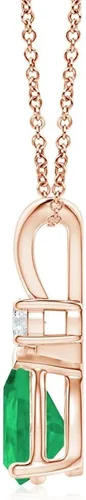 Vista 2 de Angara Colgante solitario de esmeralda natural para mujer Colgante de lágrima en V con diamante en oro macizo de 14 quilates, plataplatino