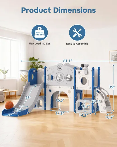 Vista 6 de Juego de tobogán Babytronic para niños pequeños, 8 en 1, tobogán para interiores y exteriores para niños de 1 a 3 años, juego para niños pequeños